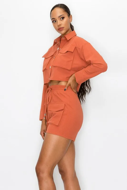 CHIC N' COMFY CROPPED TRUCKER JACKET SET