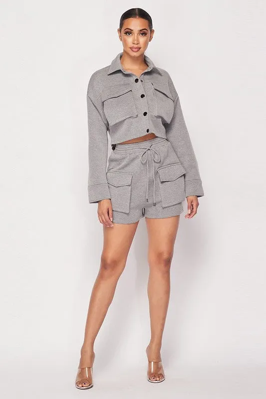 CHIC N' COMFY CROPPED TRUCKER JACKET SET