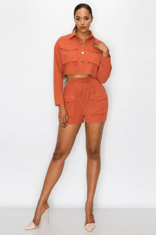 CHIC N' COMFY CROPPED TRUCKER JACKET SET