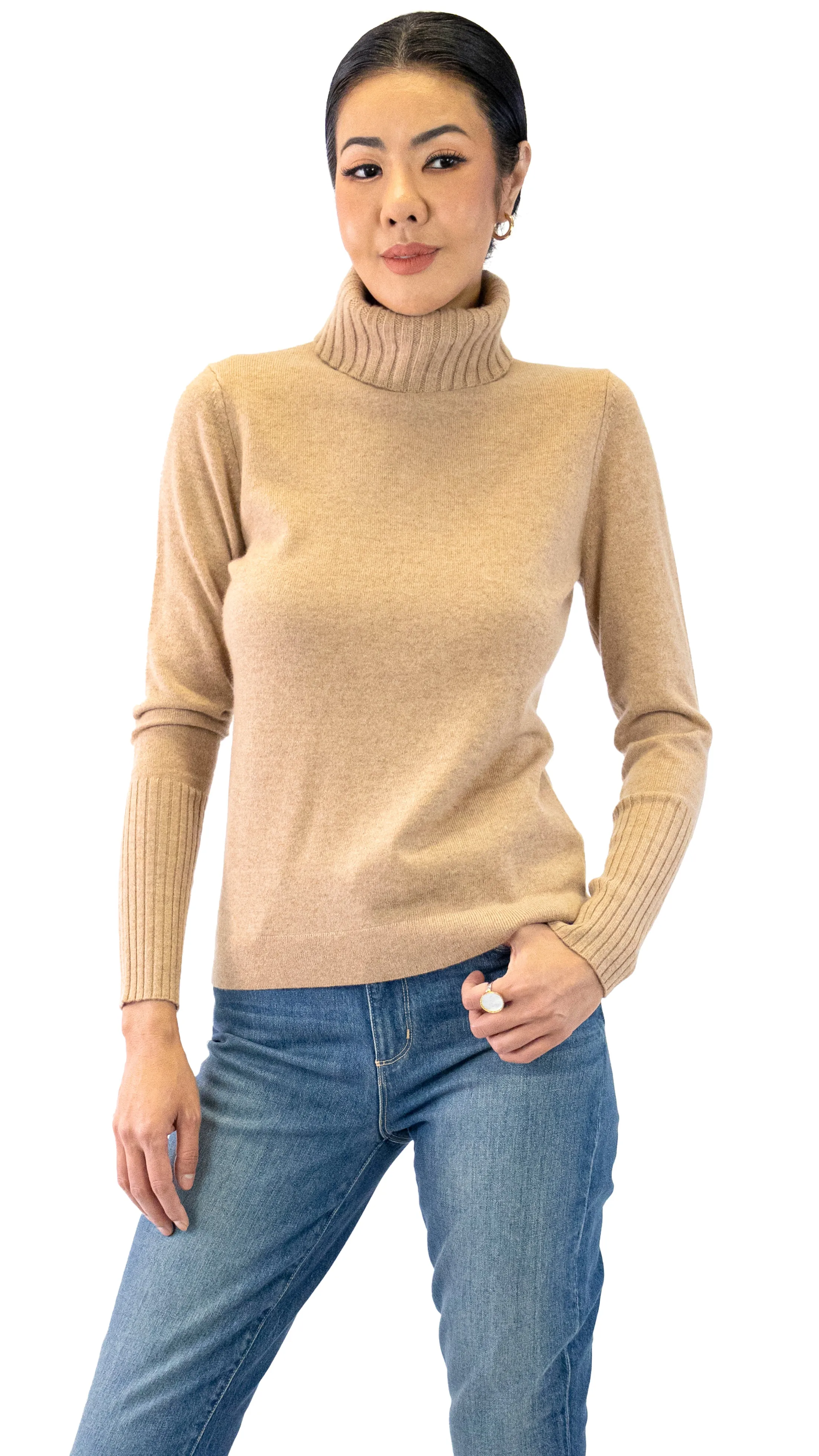 Chunky Cashmere Turtleneck - Camel