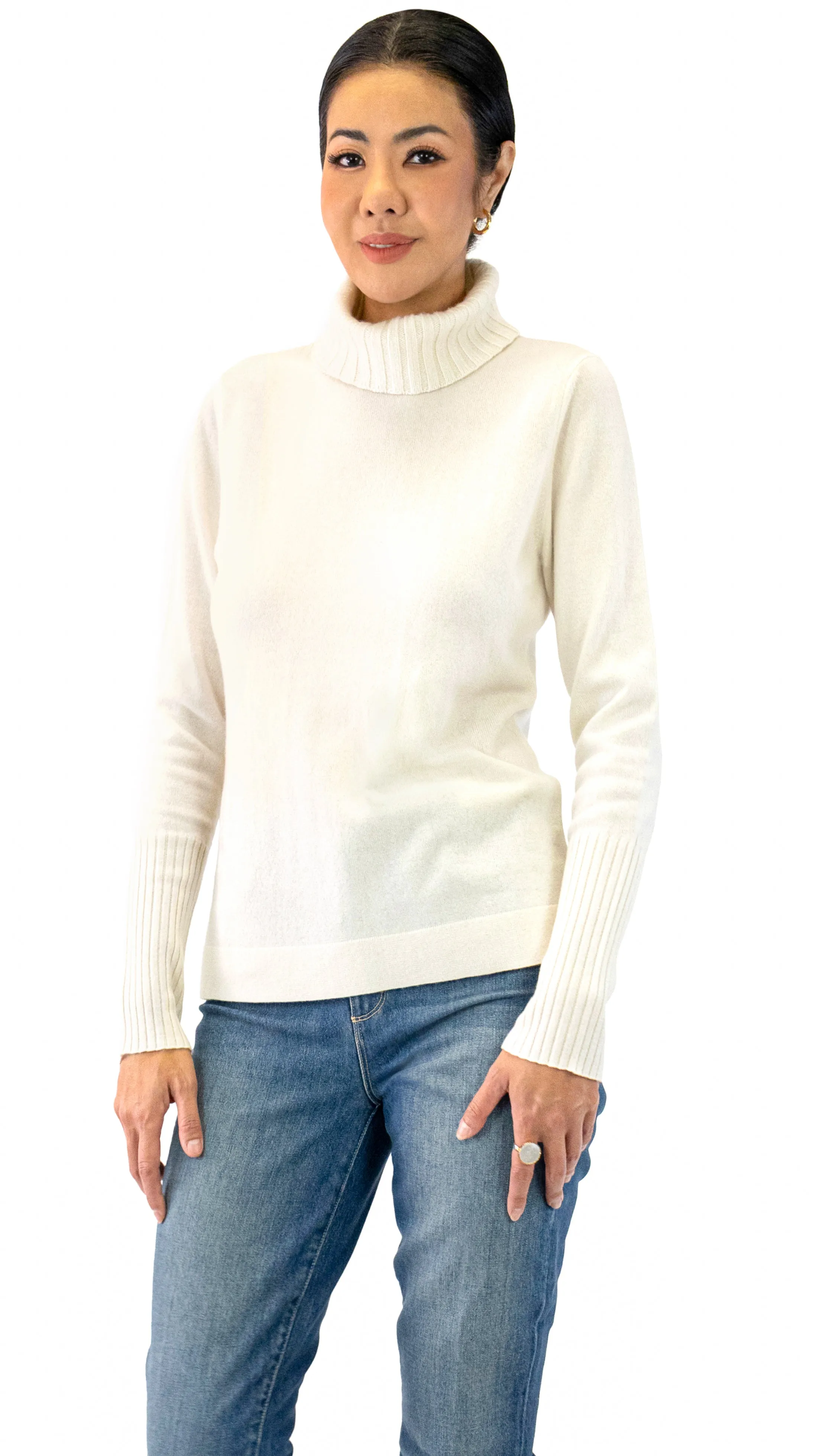 Chunky Cashmere Turtleneck - Pearl