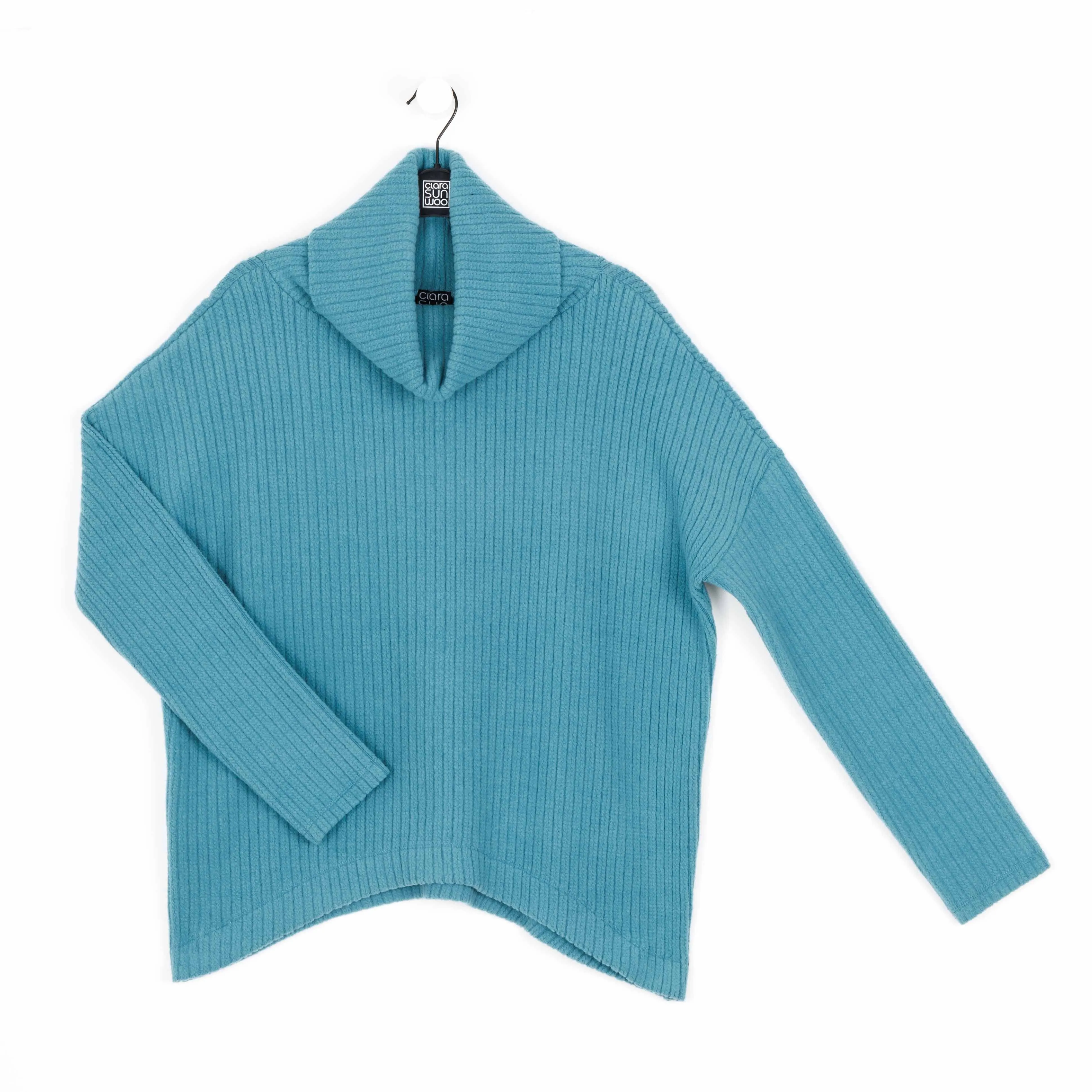 Chunky Ribbed - Tipped Hem Sweater Top - Teal - Limited Sizes!