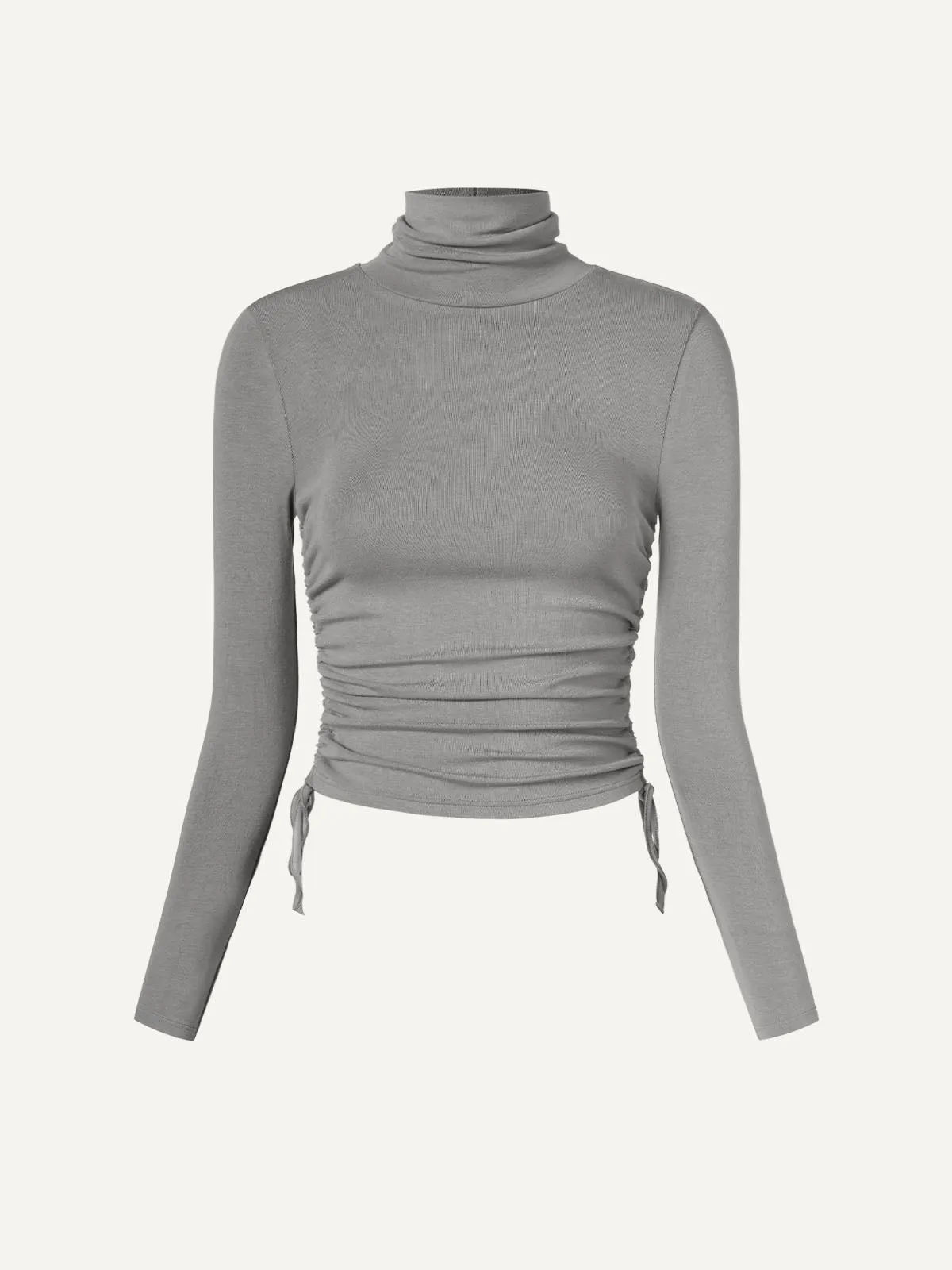 Cinched Sides Cropped Turtleneck Top