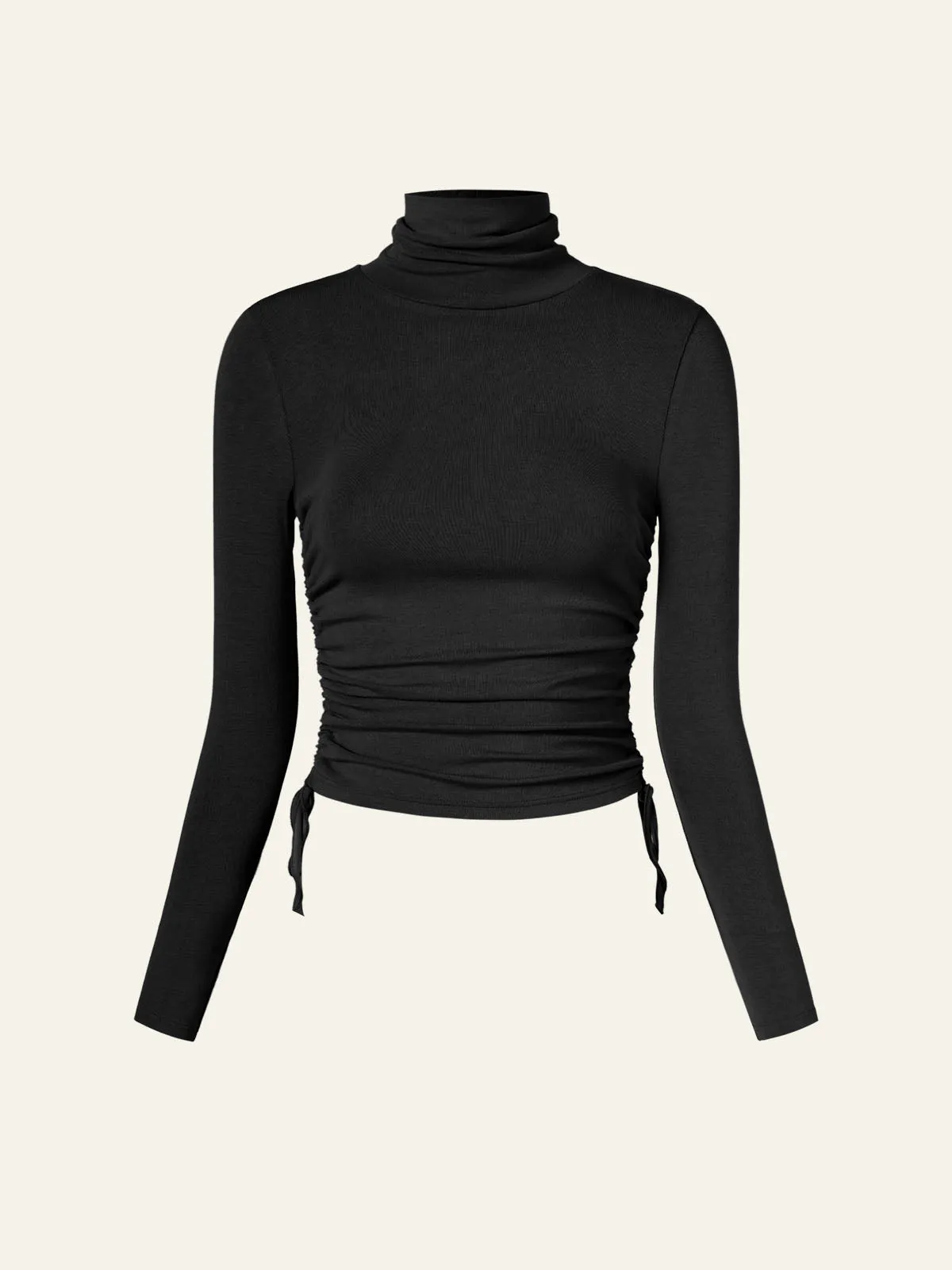 Cinched Sides Cropped Turtleneck Top