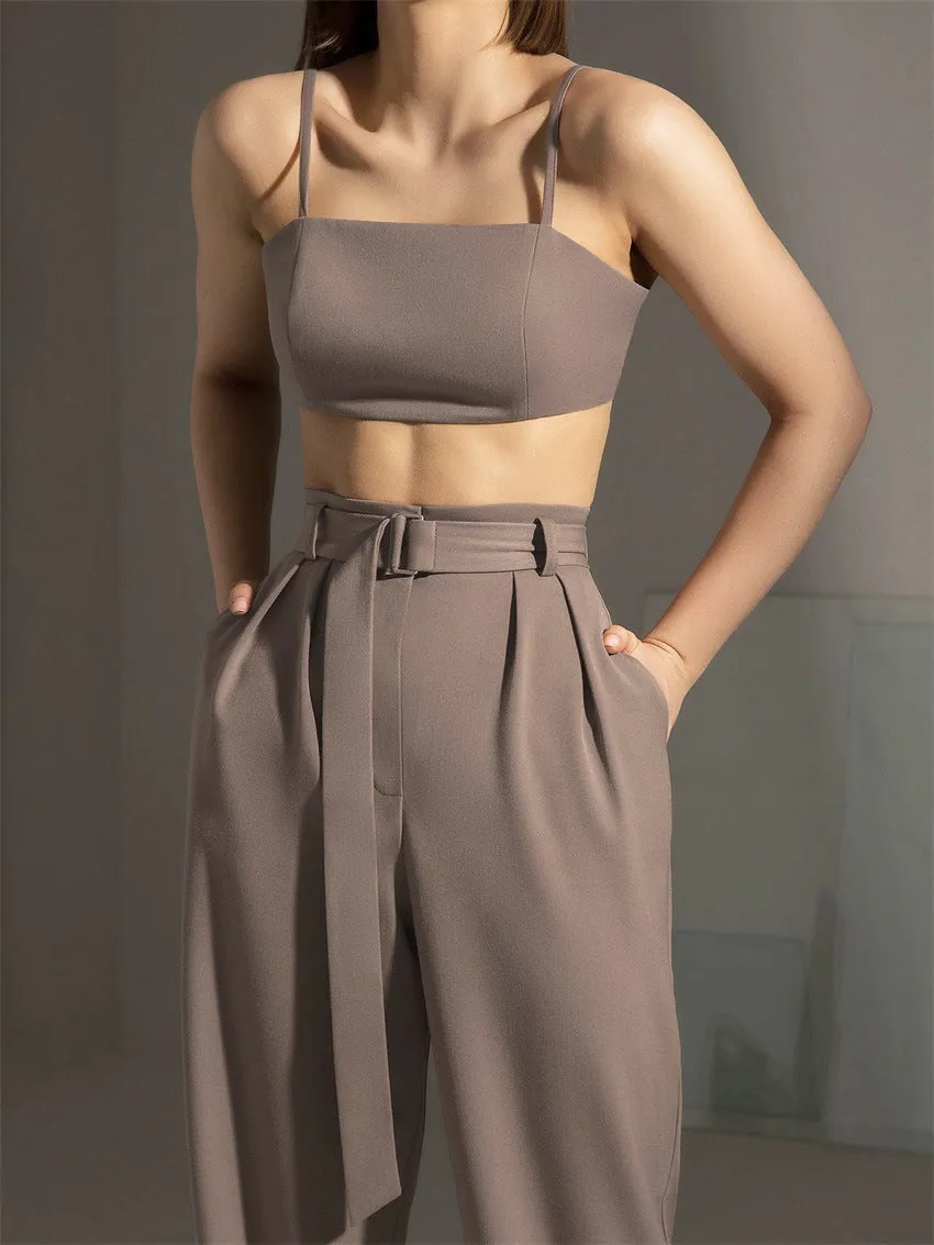 Commute Belt Up Wholesale Women Wide Leg Pants