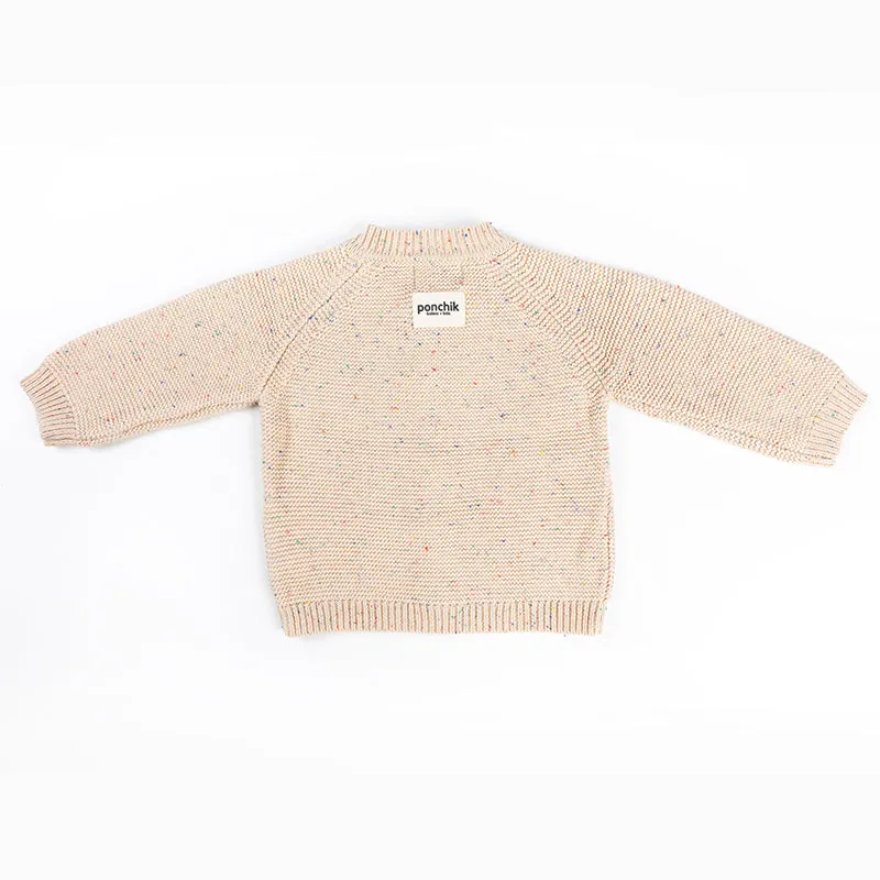 Cotton Knitted Cardigan | Caramel Speckle Knit