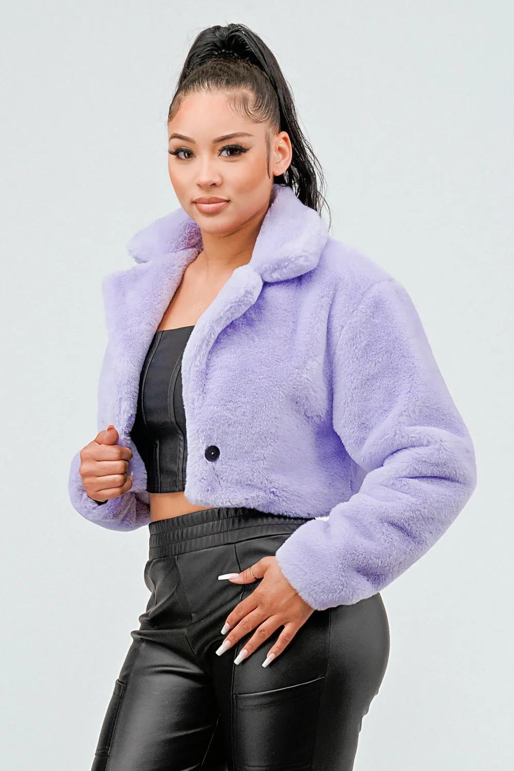 COZY FAUX FUR CROPPED COAT THICK JACKET