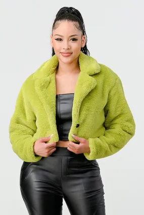 COZY FAUX FUR CROPPED COAT THICK JACKET