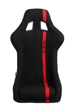 CPA1008 ALL BLACK FABRIC W/ RED STRIPE CIPHER AUTO FULL BUCKET RACING SEAT - FIBER GLASS - SINGLE