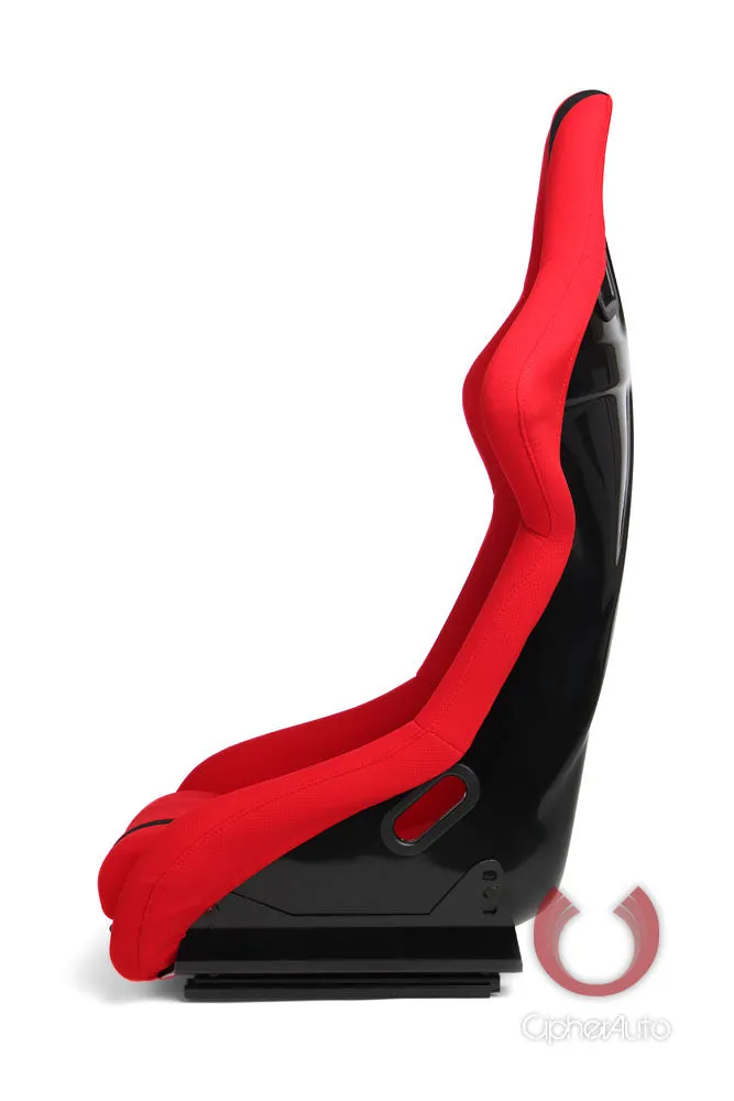 CPA1008 ALL RED FABRIC W/ BLACK STRIPE CIPHER AUTO FULL BUCKET RACING SEAT - FIBER GLASS - SINGLE