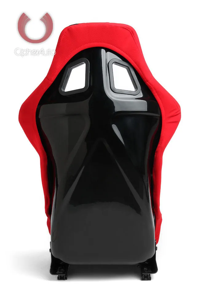 CPA1008 ALL RED FABRIC W/ BLACK STRIPE CIPHER AUTO FULL BUCKET RACING SEAT - FIBER GLASS - SINGLE