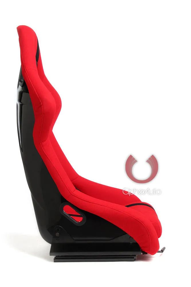 CPA1008 ALL RED FABRIC W/ BLACK STRIPE CIPHER AUTO FULL BUCKET RACING SEAT - FIBER GLASS - SINGLE