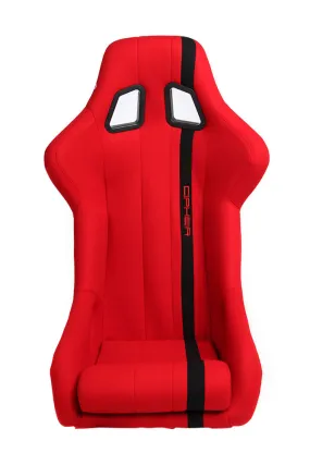 CPA1008 ALL RED FABRIC W/ BLACK STRIPE CIPHER AUTO FULL BUCKET RACING SEAT - FIBER GLASS - SINGLE