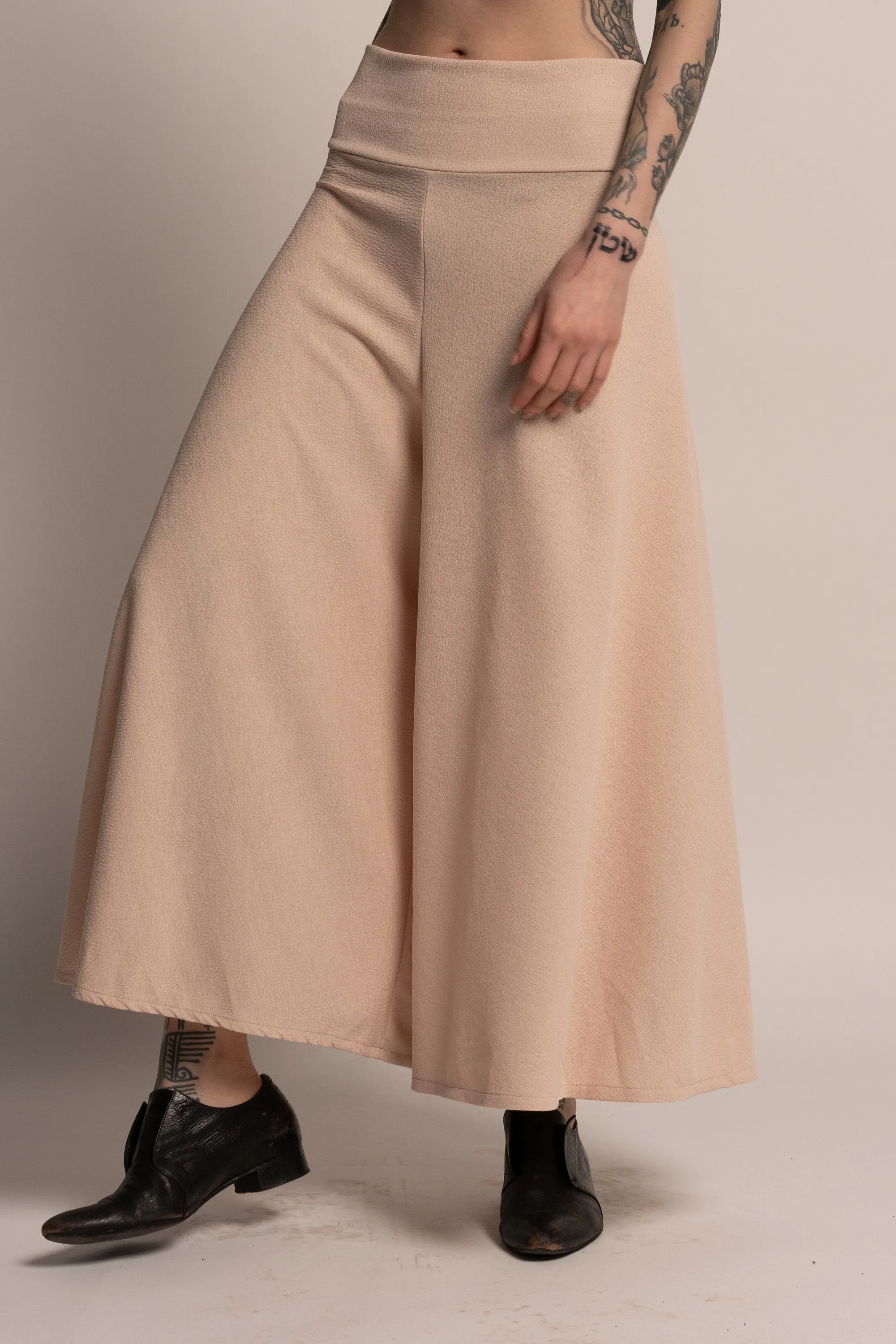 Cream Wide Leg Palazzo Pants