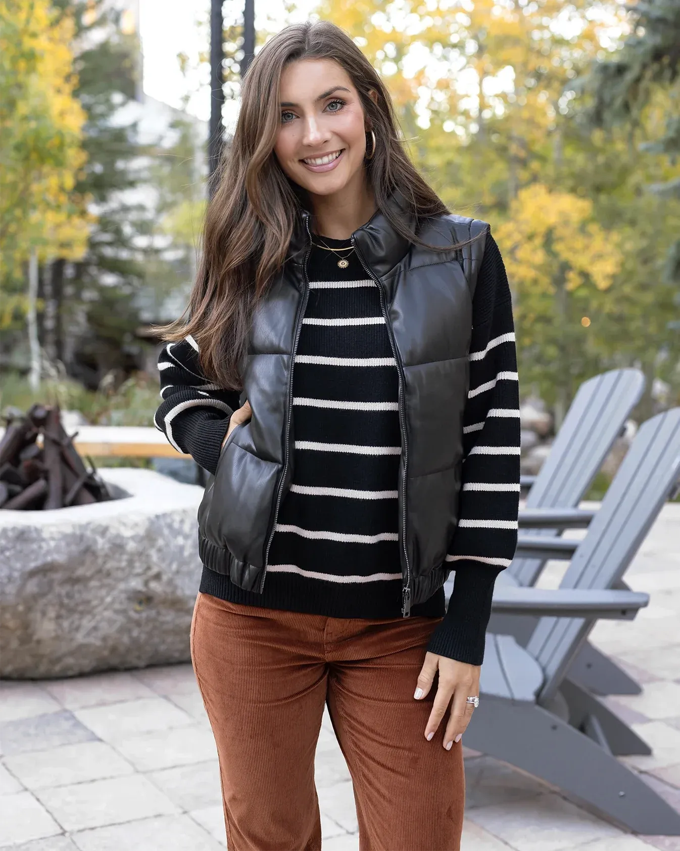 Crew Neck Striped Sweater in Black Stripe by Grace & Lace (Ships in 1-2 Weeks)