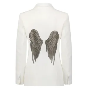 Crystal Wings Blazer  - White