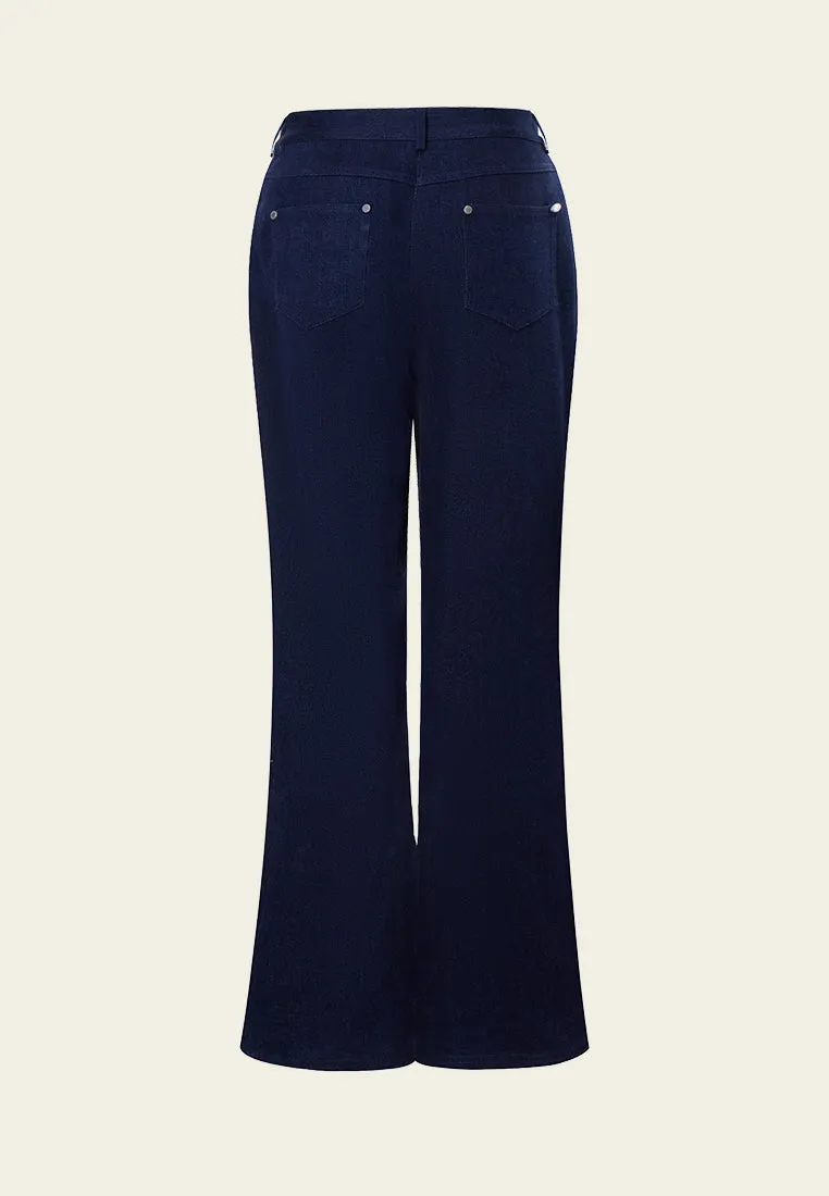 Dark Blue Embellished Flare Jeans