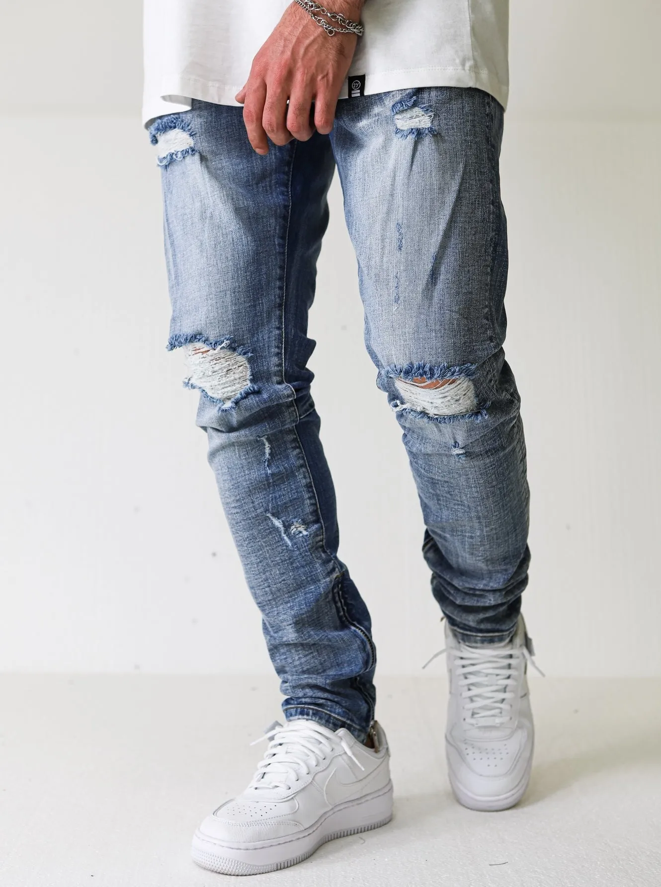 Distressed Ripped Premium Blue Jeans