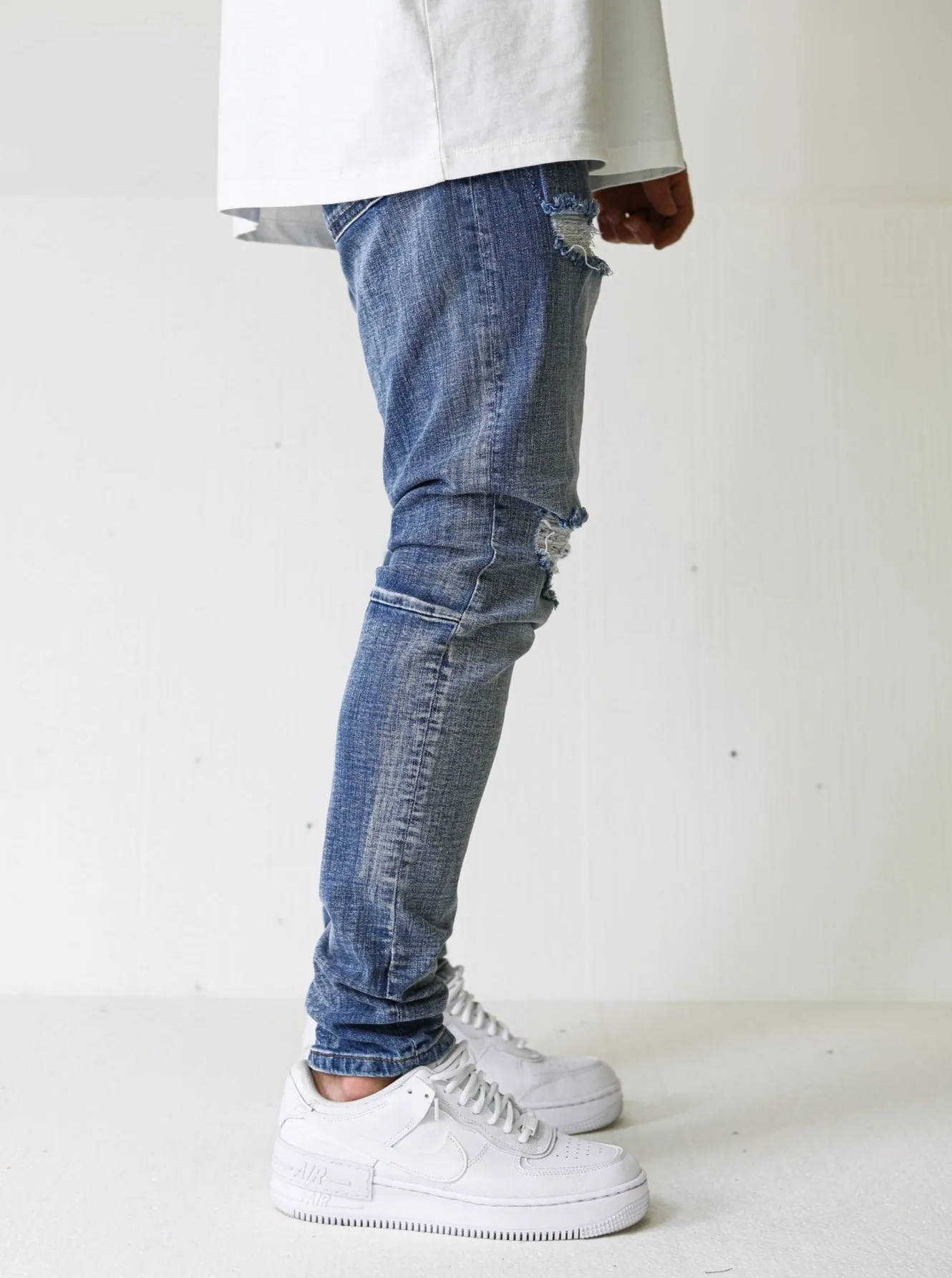 Distressed Ripped Premium Blue Jeans