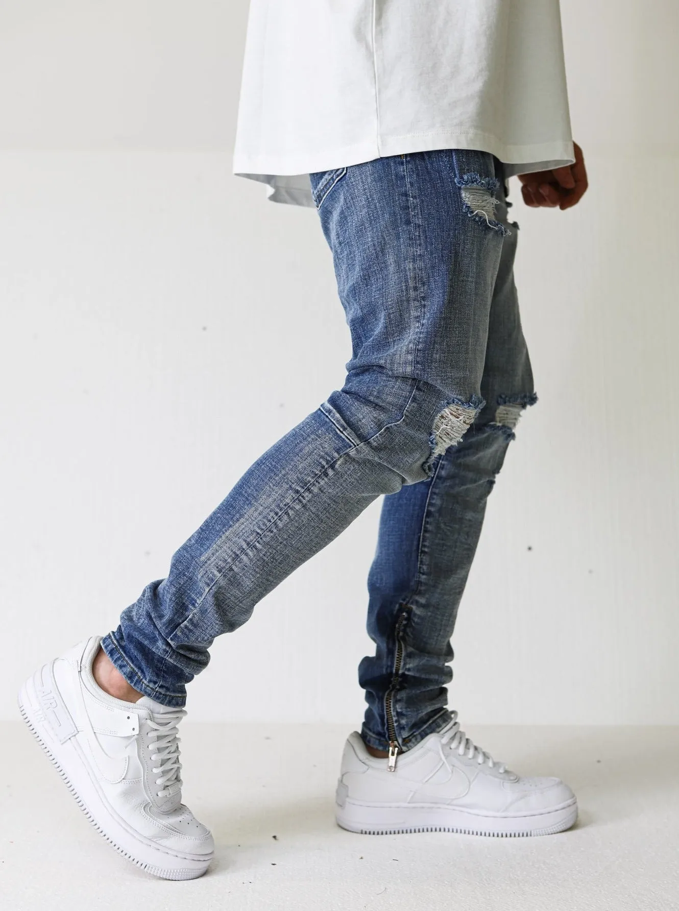 Distressed Ripped Premium Blue Jeans