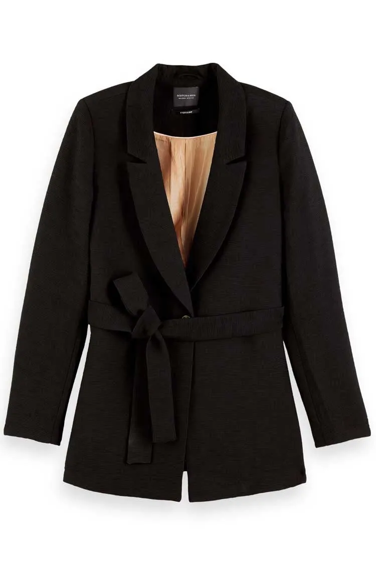 Draped Belted Blazer in Black | FINAL SALE