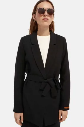 Draped Belted Blazer in Black | FINAL SALE