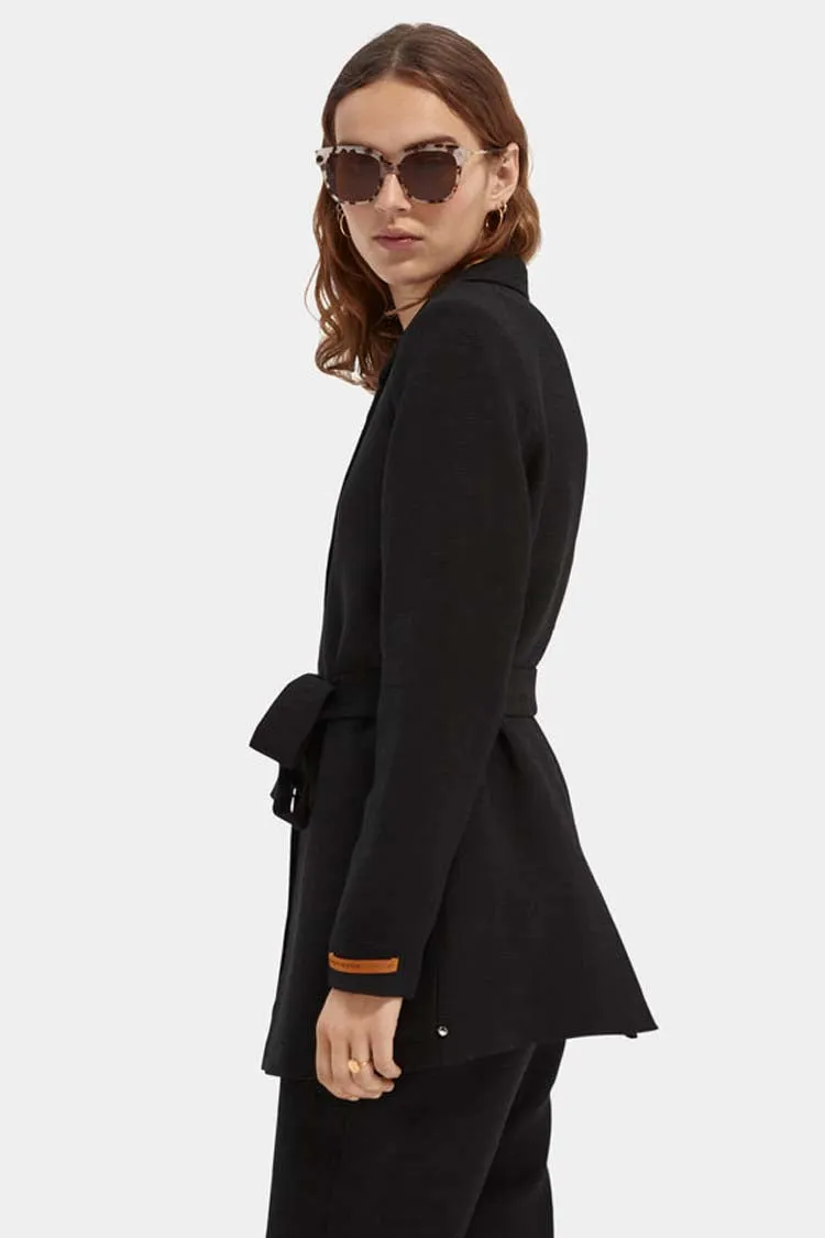 Draped Belted Blazer in Black | FINAL SALE