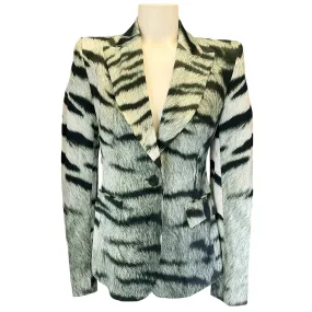 Dries Van Noten Ivory / Black Animal Print Blazer