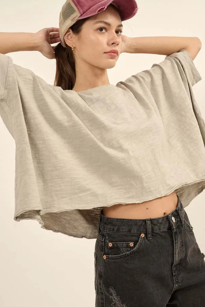 Easy Fit Vintage-Wash Cotton Oversized Boxy Tee