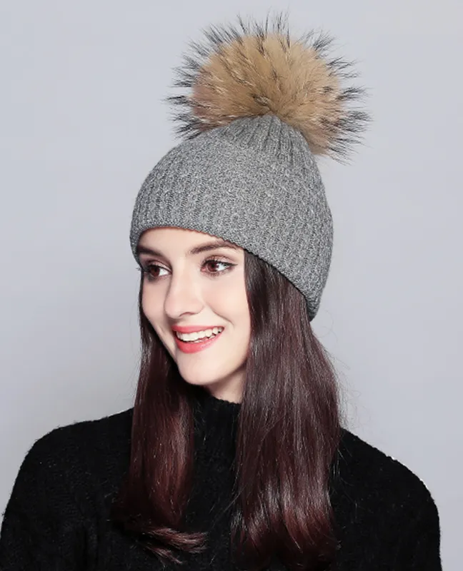 Elegant Raccoon Fur Beanie