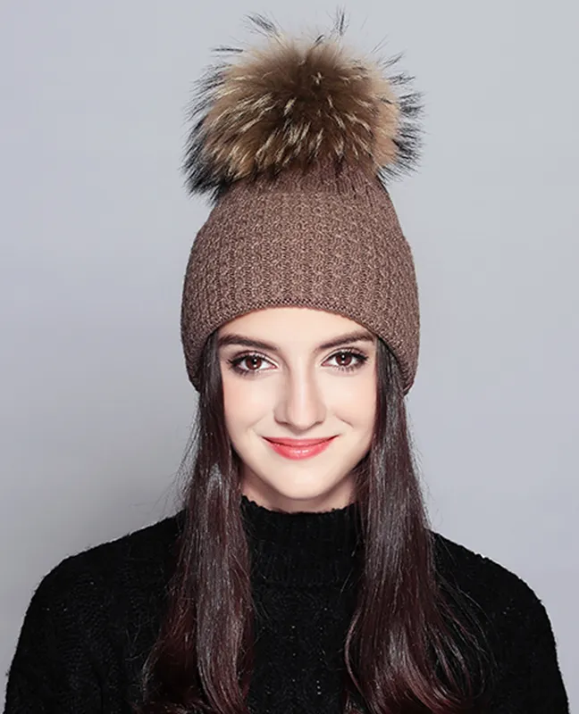 Elegant Raccoon Fur Beanie