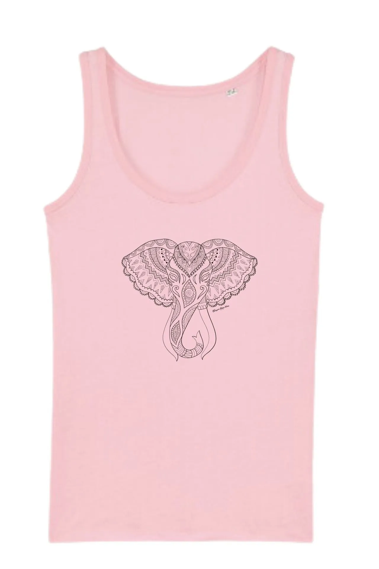 Elephant Print Yoga Vest Top Cotton Pink