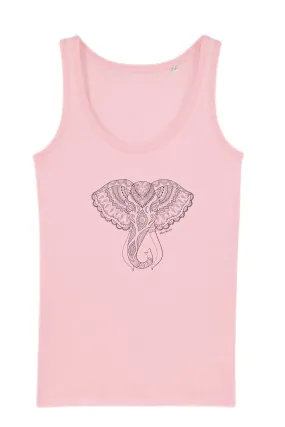 Elephant Print Yoga Vest Top Cotton Pink