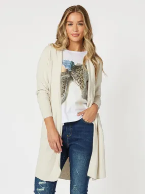 Ella Long Line Cardi - Natural