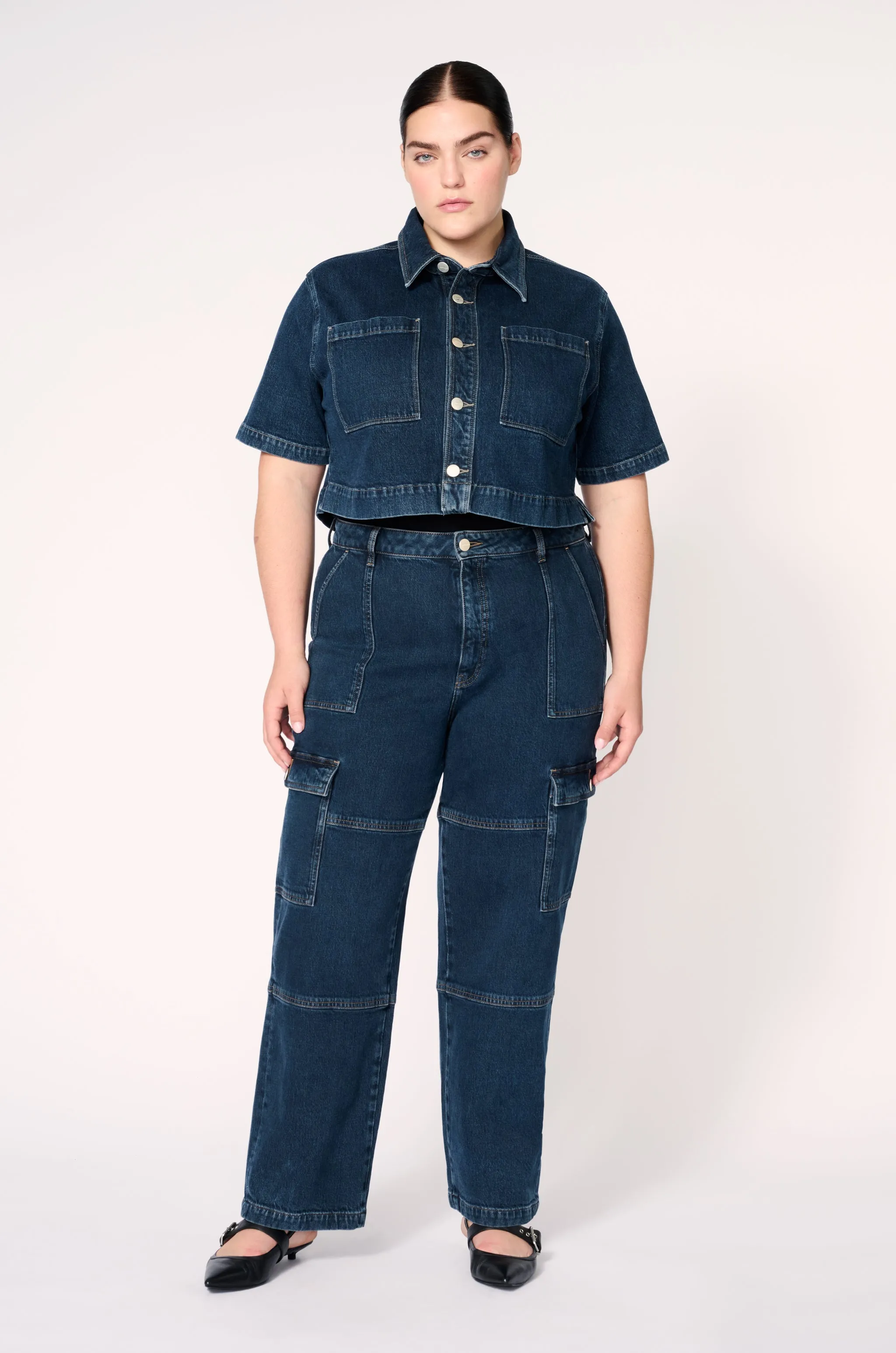 ELS PLUS - CROPPED DENIM SHIRT JACKET | SPEECHLESS