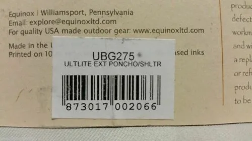 Equinox Terrapin Ultralite 1.1oz Sil-Nylon Rain Poncho w/Extension Red 58"x104"