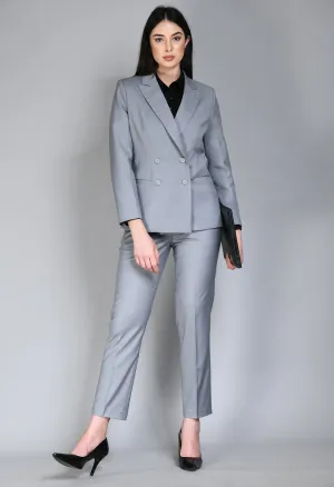 Exude Enthusiasm Double Breasted Blazer Pant Suit (Grey)