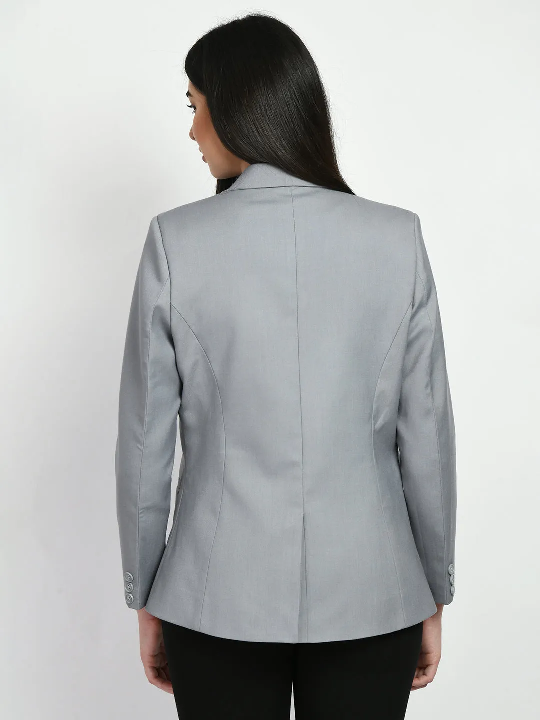 Exude Poise Double Breasted Medium Blazer (Grey)