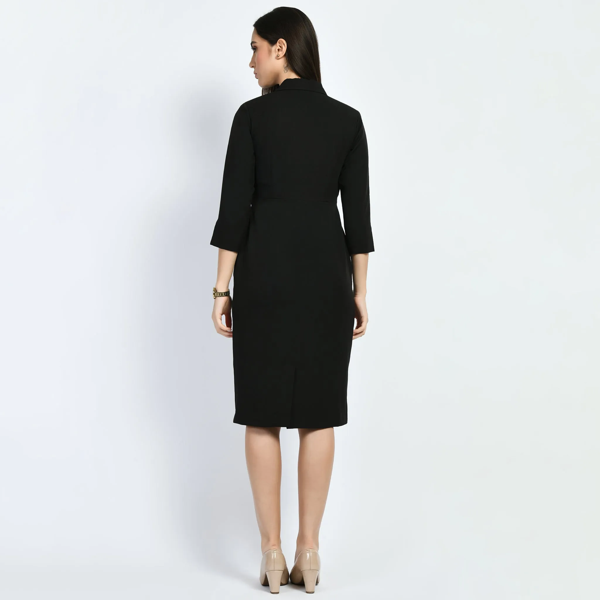 Exude Wonder Blazer Sheath Dress (Black)