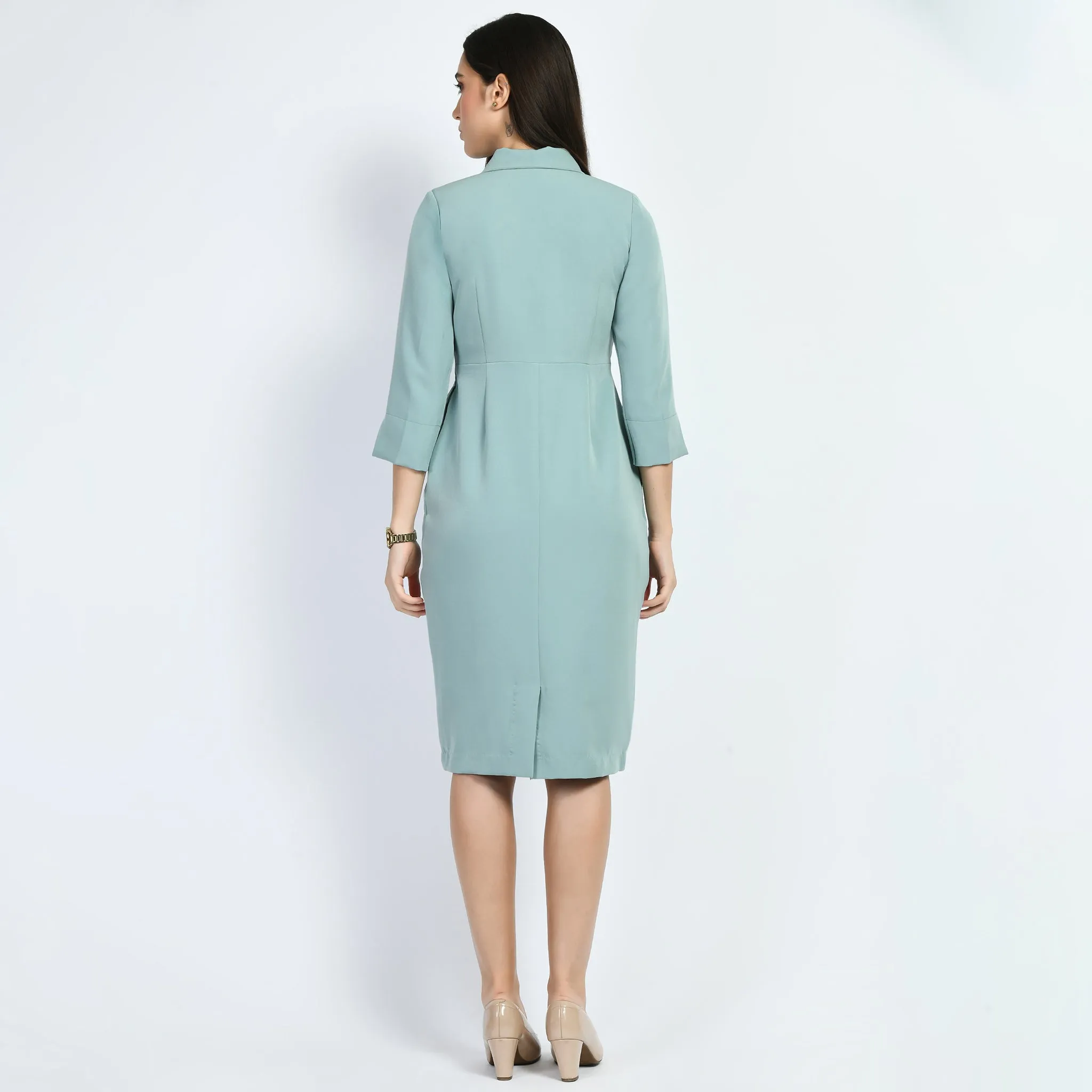 Exude Wonder Blazer Sheath Dress (Cyan Blue)