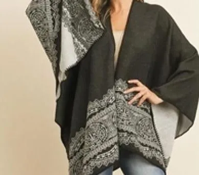 Fashion Poncho Reversible Women