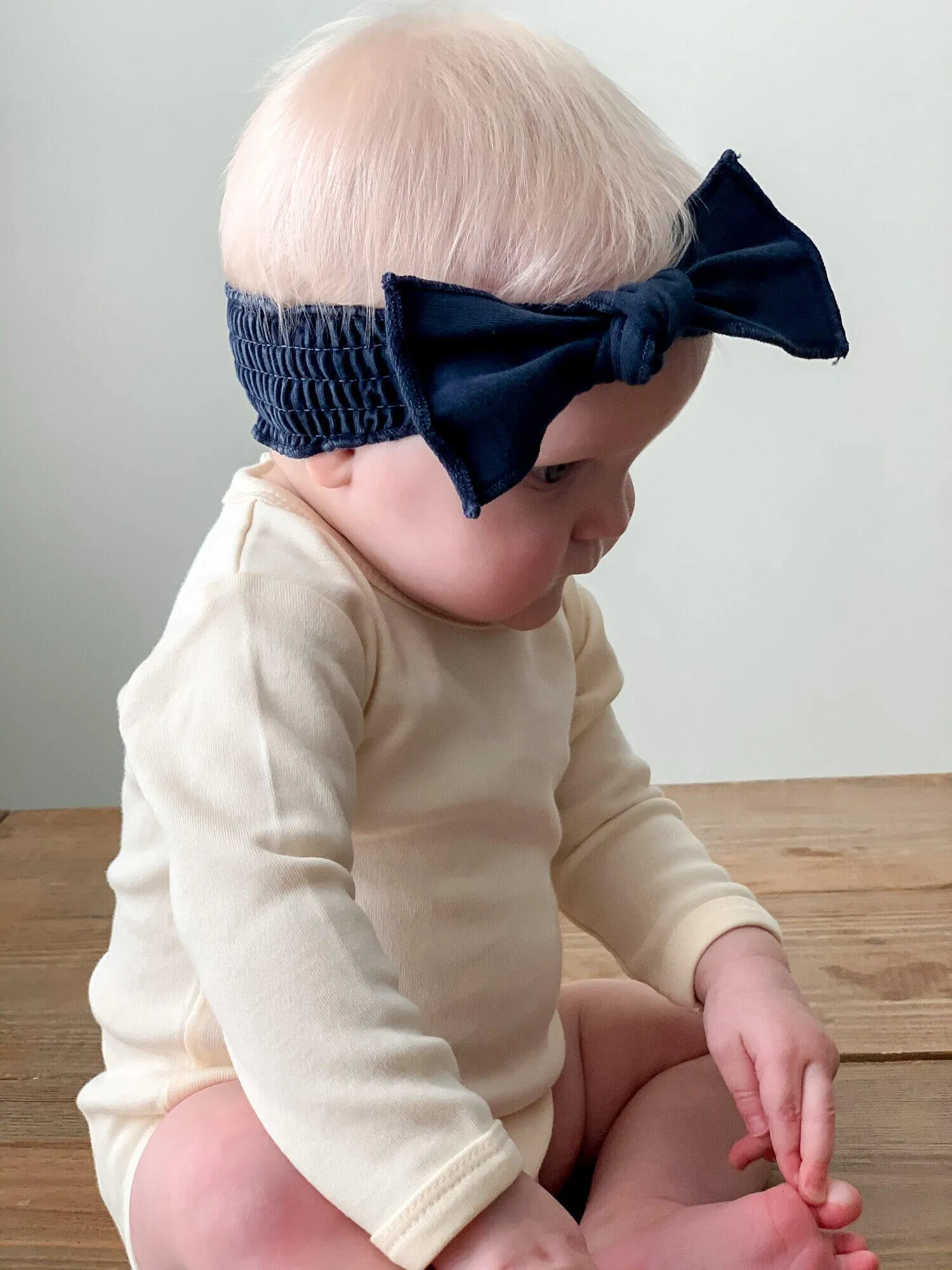 Faux Denim Smocked Headband