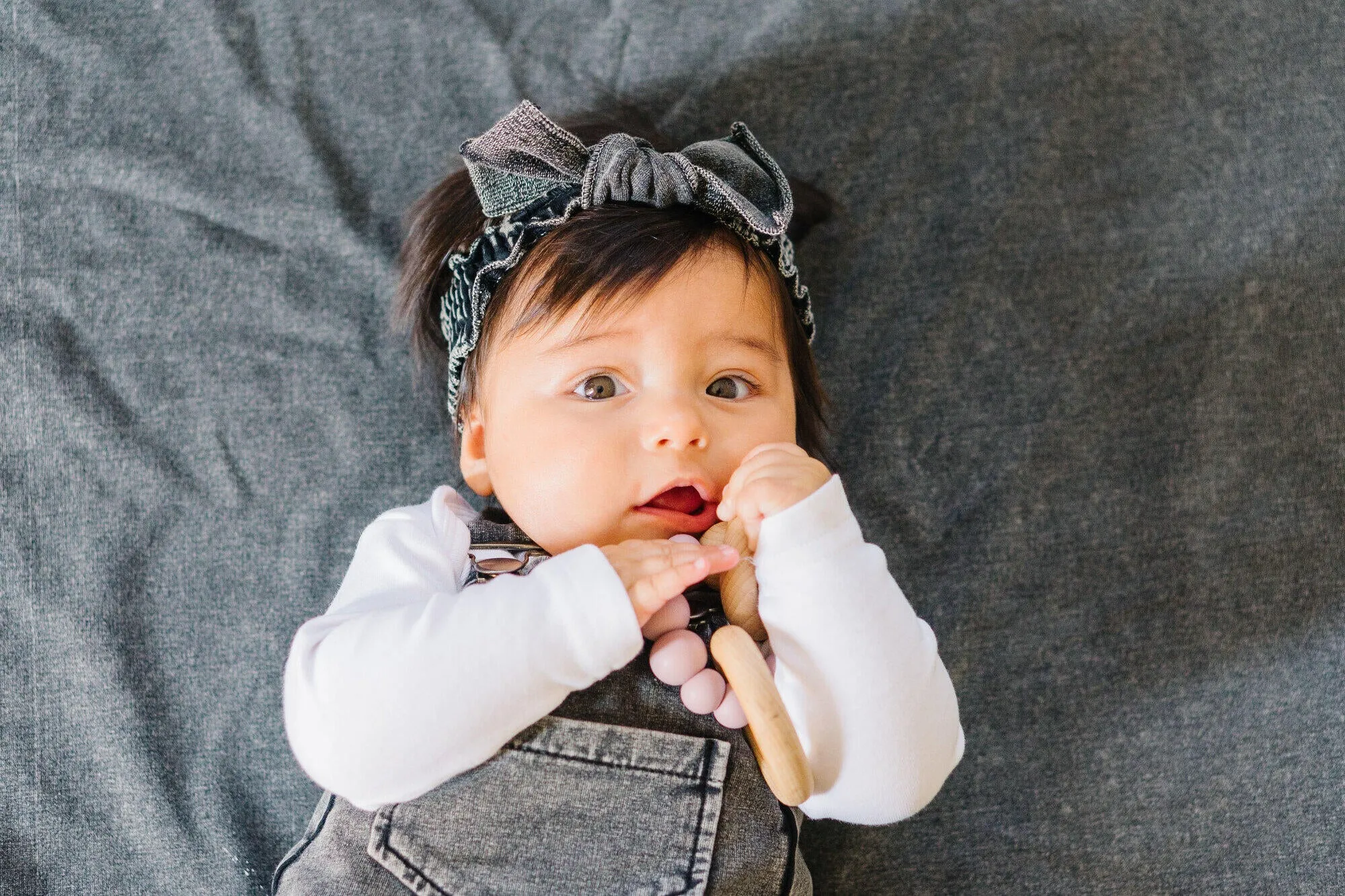 Faux Denim Smocked Headband