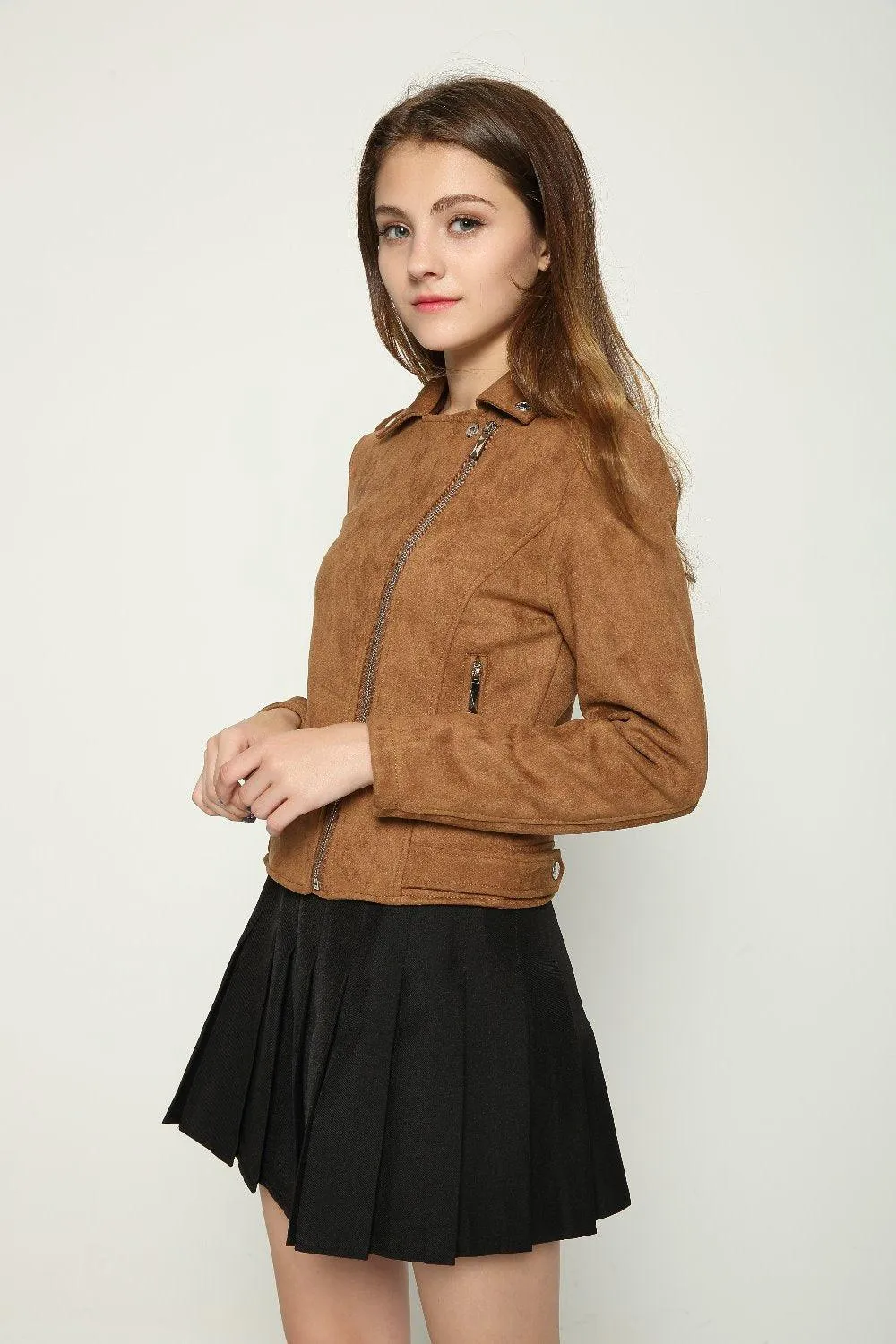 FAUX SUEDE BIKER JACKET