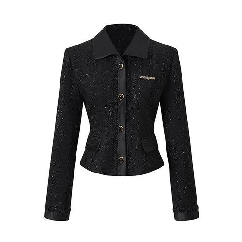 (Final Sale) Black Bouclé Blazer & Bubble Skirt Set