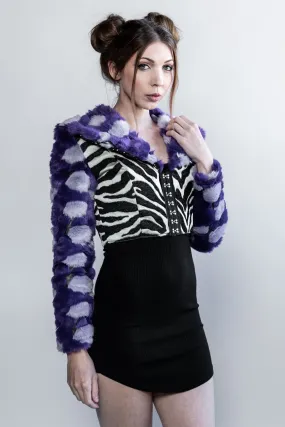 Forgotten Saints LA "Stardust" Faux Fur Zebra Crop Jacket