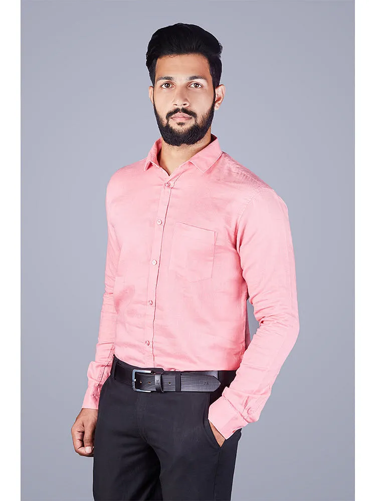 Formal Shirts for Men - Light Pink Solid Satin Formal Shirt