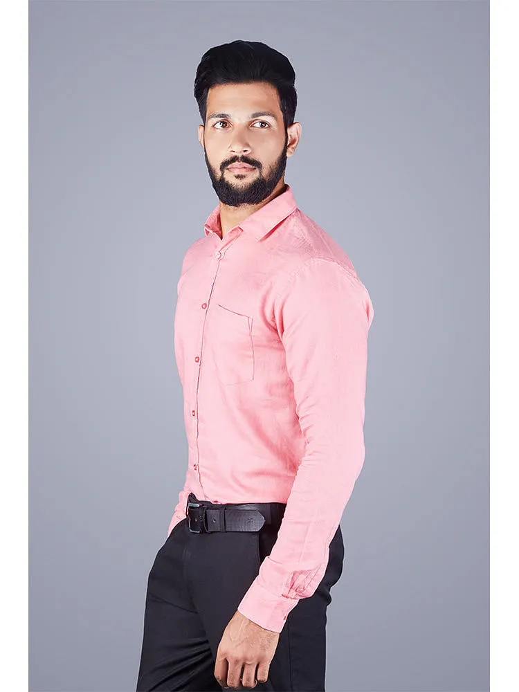 Formal Shirts for Men - Light Pink Solid Satin Formal Shirt