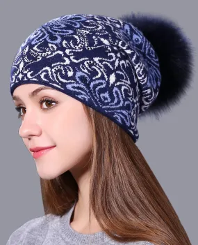 Fox fur wool beanie