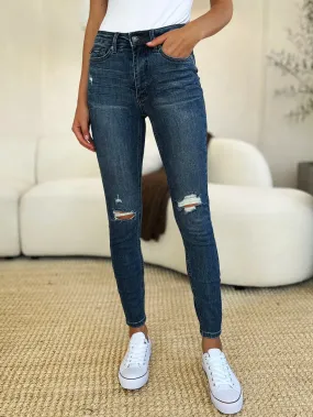 Full Size High Waist Distressed Slim Jeans